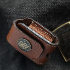Cool Light Brown Handmade Leather Mens Zippo Lighter Case With Belt Loop Lighter Holders For Men