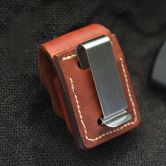 Cool Light Brown Leather Mens Zippo Lighter Cases With Belt Loop Handmade Classic Lighter Holders For Men