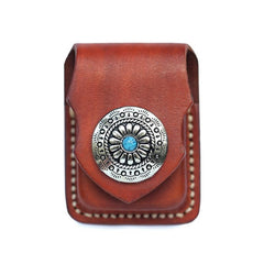 Cool Light Brown Leather Mens Zippo Lighter Cases With Belt Loop Handmade Classic Lighter Holders For Men