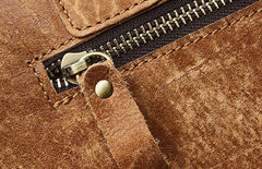 Cool Light Brown Vintage Leather Small Handbag Briefcase Fashion Work Bag For Men