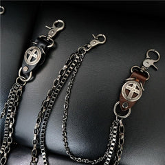 Cool Men's Cross Three Layer Wallet Chain Pants Chain Punk Biker Wallet Chain For Men