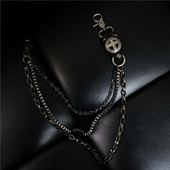 Cool Men's Cross Three Layer Wallet Chain Pants Chain Punk Biker Wallet Chain For Men