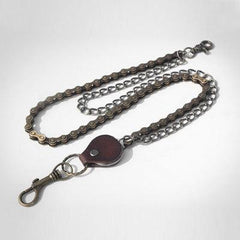 Cool Men's Brass Double Silver Long Biker Wallet Chain Pants Chain For Men