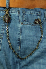 Cool Men's Handmade Vintage Brass Pants Chain Biker Wallet Chain For Men