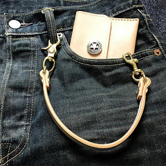 Cool Men's Leather 14‘’ Brass Key Chain Punk Wallet Chain Pants Chain For Men