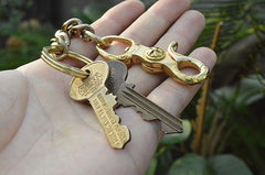 Cool Men's Brass Skull Biker Key Chain Key Holder For Men