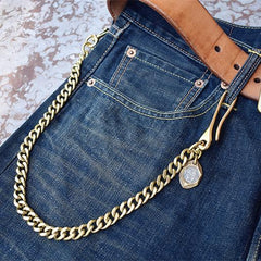 Cool Men's Brass 18â€?long â€?jeans chain jean chain Silver Biker Wallet Chain Pants Chains For Men