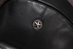 Cool Mens Black Leather School Backpack Travel Backpack Leather Hiking Backpack for Men