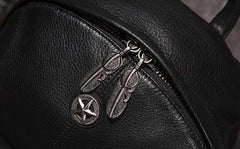 Cool Mens Black Leather School Backpack Travel Backpack Leather Hiking Backpack for Men