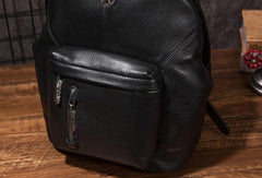 Cool Mens Black Leather School Backpack Travel Backpack Leather Hiking Backpack for Men