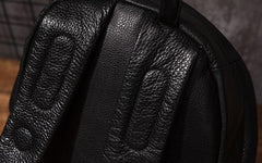 Cool Mens Black Leather School Backpack Travel Backpack Leather Hiking Backpack for Men