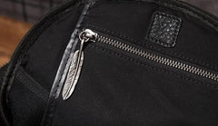 Cool Mens Black Leather School Backpack Travel Backpack Leather Hiking Backpack for Men