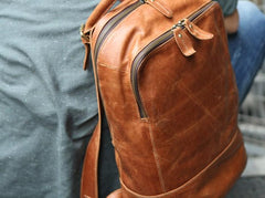Cool Mens Leather Backpack Travel Backpack Laptop Backpack for men