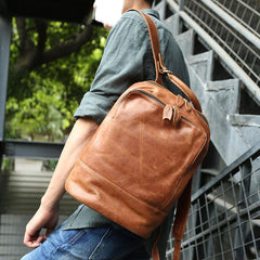 Cool Mens Leather Backpack Travel Backpack Laptop Backpack for men