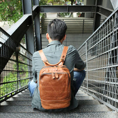 Cool Mens Leather Backpack Travel Backpack Laptop Backpack for men