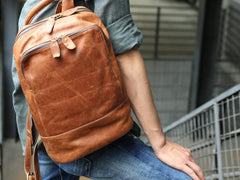 Cool Mens Leather Backpack Travel Backpack Laptop Backpack for men
