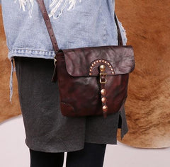 Cool Mens Leather Country Side Bag Small Saddle Messenger bag Shoulder bag For Men
