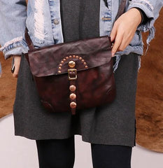 Cool Mens Leather Country Side Bag Small Saddle Messenger bag Shoulder bag For Men