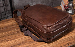Cool Mens Leather School Backpack Satchel Backpacks Leather Travel Backpack for Men