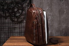 Cool Mens Leather School Backpack Satchel Backpacks Leather Travel Backpack for Men