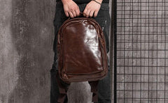 Cool Mens Leather School Backpack Satchel Backpacks Leather Travel Backpack for Men