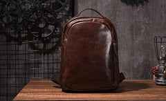 Cool Mens Leather School Backpack Satchel Backpacks Leather Travel Backpack for Men