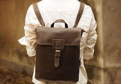 Cool Mens Leather School Backpack Travel Backpack Leather Satchel Backpack for Men