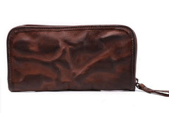 COOL MENS LEATHER ZIPPER LONG CLUTCH WALLETs ZIPPER VINTAGE LONG WALLET FOR MEN