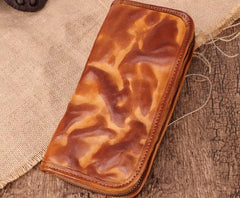 COOL MENS LEATHER ZIPPER LONG CLUTCH WALLETs ZIPPER VINTAGE LONG WALLET FOR MEN