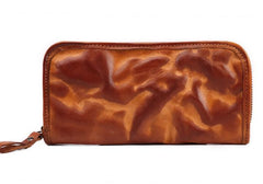 COOL MENS LEATHER ZIPPER LONG CLUTCH WALLETs ZIPPER VINTAGE LONG WALLET FOR MEN