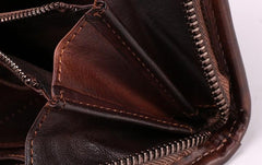 COOL MENS LEATHER ZIPPER LONG CLUTCH WALLETs ZIPPER VINTAGE LONG WALLET FOR MEN