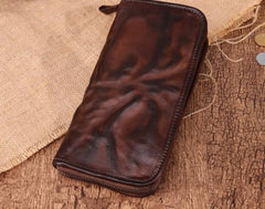 COOL MENS LEATHER ZIPPER LONG CLUTCH WALLETs ZIPPER VINTAGE LONG WALLET FOR MEN