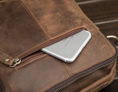 Cool Mens Leather Small Side Bag Small Messenger bag Shoulder bag For Men