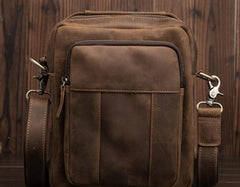 Cool Mens Leather Small Side Bag Small Messenger bag Shoulder bag For Men