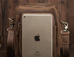 Cool Mens Leather Small Side Bag Small Messenger bag Shoulder bag For Men