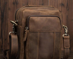 Cool Mens Leather Small Side Bag Small Messenger bag Shoulder bag For Men