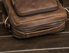 Cool Mens Leather Small Side Bag Small Messenger bag Shoulder bag For Men