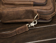 Cool Mens Leather Small Side Bag Small Messenger bag Shoulder bag For Men