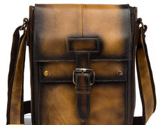 Cool Mens Leather Vintage Small Side Bag Small Messenger bag Shoulder bag For Men