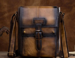 Cool Mens Leather Vintage Small Side Bag Small Messenger bag Shoulder bag For Men