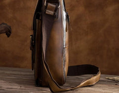 Cool Mens Leather Vintage Small Side Bag Small Messenger bag Shoulder bag For Men