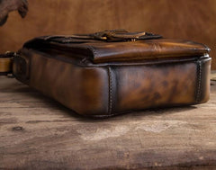 Cool Mens Leather Vintage Small Side Bag Small Messenger bag Shoulder bag For Men