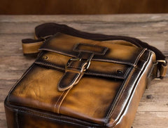 Cool Mens Leather Vintage Small Side Bag Small Messenger bag Shoulder bag For Men