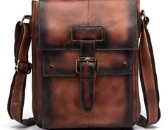 Cool Mens Leather Vintage Small Side Bag Small Messenger bag Shoulder bag For Men