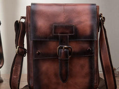 Cool Mens Leather Vintage Small Side Bag Small Messenger bag Shoulder bag For Men