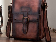 Cool Mens Leather Vintage Small Side Bag Small Messenger bag Shoulder bag For Men