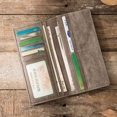 Cool Mens long Wallet Leather Vintage Wallet Long Wallets for Men
