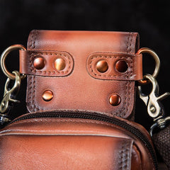 Cool Brown Leather Men's Cell Phone Holster Small Side Bag Mini Messenger Bag For Men