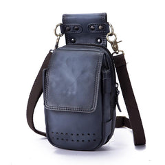 Cool Brown Leather Men's Cell Phone Holster Small Side Bag Mini Messenger Bag For Men