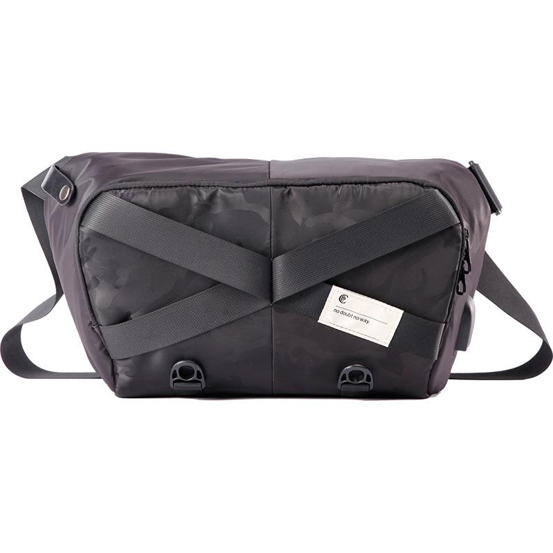 Cool Nylon Cloth Casual Men's Stitching Sling Bag Black One Shoulder Backpack Chest Side Bag For Men